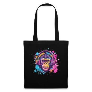 Monkey With Headphones Women's Decoration Men's Gift - Tote Bag - black - Front