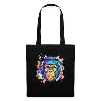 Monkey With Headphones Women's Decoration Men's Gift - Tote Bag - black - Front