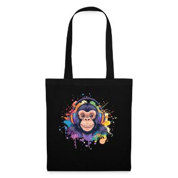 Monkey With Headphones Women's Decoration Men's Gift - Tote Bag - black - Front