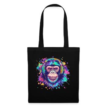 Monkey With Headphones Women's Decoration Men's Gift - Tote Bag - black - Front