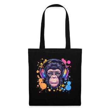 Singe Avec Casque Décoration Femme Cadeau Homme - Sac en tissu - noir - Devant
