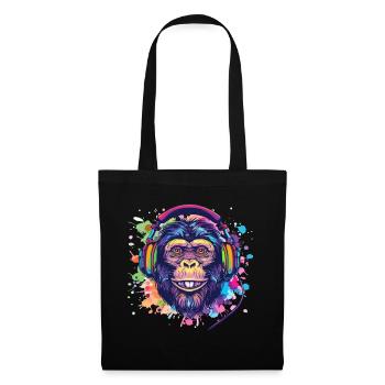 Monkey With Headphones Women's Decoration Men's Gift - Tote Bag - black - Front
