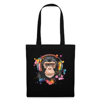 Singe Avec Casque Décoration Femme Cadeau Homme - Sac en tissu - noir - Devant