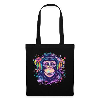 Singe Avec Casque Décoration Femme Cadeau Homme - Sac en tissu - noir - Devant