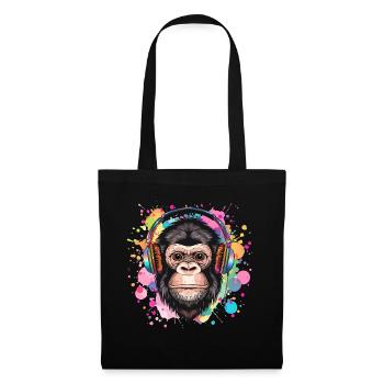 Monkey With Headphones Women's Decoration Men's Gift - Tote Bag - black - Front