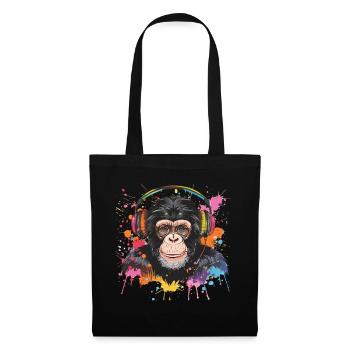 Monkey With Headphones Women's Decoration Men's Gift - Tote Bag - black - Front