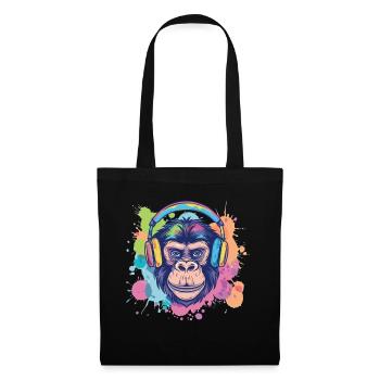 Singe Avec Casque Décoration Femme Cadeau Homme - Sac en tissu - noir - Devant