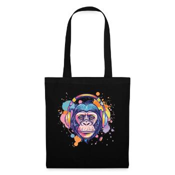Monkey With Headphones Women's Decoration Men's Gift - Tote Bag - black - Front