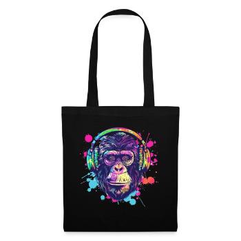 Singe Avec Casque Décoration Femme Cadeau Homme - Sac en tissu - noir - Devant