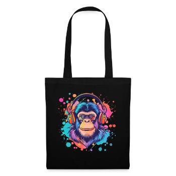 Monkey With Headphones Women's Decoration Men's Gift - Tote Bag - black - Front