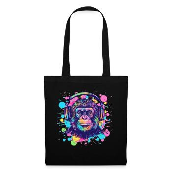 Singe avec casque Décoration femme Cadeau pour homme - Sac en tissu - noir - Devant