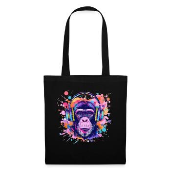 Monkey With Headphones Women's Decoration Men's Gift - Tote Bag - black - Front
