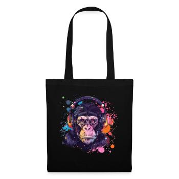 Singe Avec Casque Décoration Femme Cadeau Homme - Sac en tissu - noir - Devant