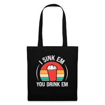 Vintage Beer Pong Retro bière Boire Cadeau - Sac en tissu - noir - Devant