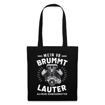 V8 Engine 8 Cylinder Displacement Car Tuning Tuner - Tote Bag - black - Front