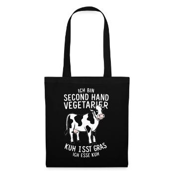 Vegetarier Veganer Tierschutz Tierrecht Veggie - Stoffbeutel - Schwarz - Vorne