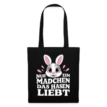Hase Hasen Kaninchen Haustier - Stoffbeutel - Schwarz - Vorne