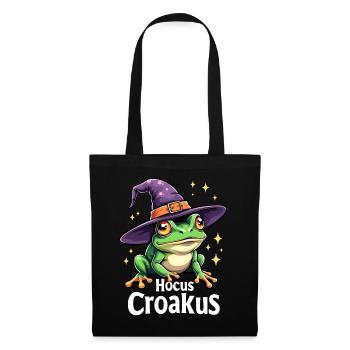 Hocus Croakus Niedlicher Halloween-Frosch Lustiges Hexenwortspiel - Stoffbeutel - Schwarz - Vorne