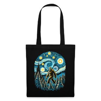 Bigfoot Nuit étoilée Forêt Van Gogh Peinture Art - Sac en tissu - noir - Devant