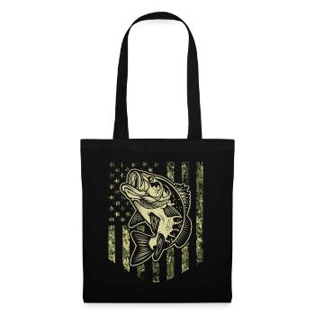Camo Drapeau américain Amateur de pêche à l’achigan - Sac en tissu - noir - Devant