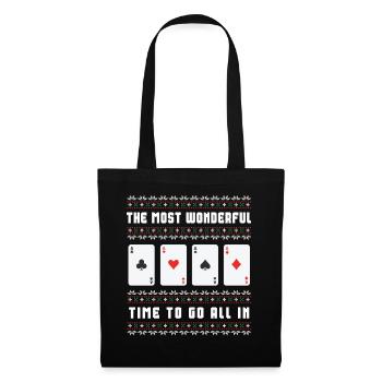 Christmas Poker Player Aces Ugly Christmas Sweater - Tote Bag - black - Front
