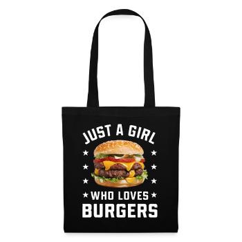 Burger Fast Food Hamburger Cheesburger Burgers - Stoffbeutel - Schwarz - Vorne