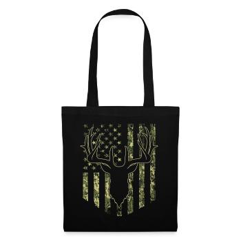 Camouflage USA Drapeau Cerf Chasse Camo - Sac en tissu - noir - Devant
