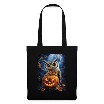 Halloween Geschenk Frauen Eule Männer Kinder Deko - Stoffbeutel - Schwarz - Vorne