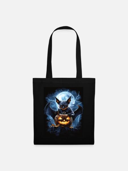 Halloween Geschenk Frauen Fledermaus Männer Kinder - Stoffbeutel - Schwarz