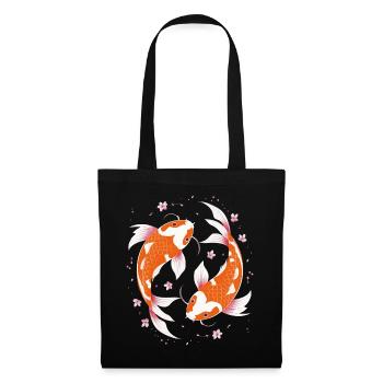 Koi Poisson Carpe Japon Chine Poisson - Sac en tissu - noir - Devant