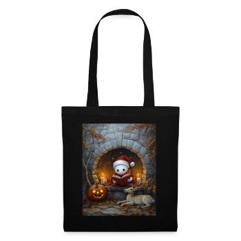 Halloween Gift Ghost with Christmas Hat Decoration - Tote Bag - black - Front