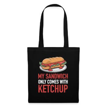 Sandwich Mit Ketchup Getoastetes Brötchen - Stoffbeutel - Schwarz - Vorne