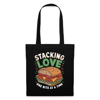 Sandwich Tag Belegter Toast Brötchen Sandwiches - Stoffbeutel - Schwarz - Vorne