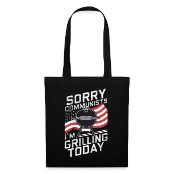 Grill Grillen Griller BBQ Barbecue - Stoffbeutel - Schwarz - Vorne