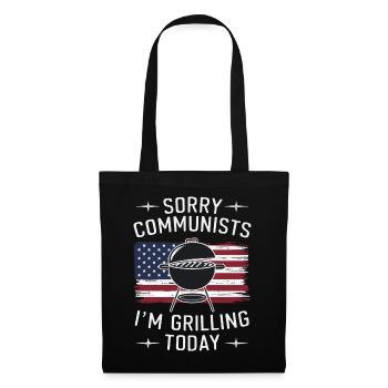 Grill Grillen Griller BBQ Barbecue - Stoffbeutel - Schwarz - Vorne