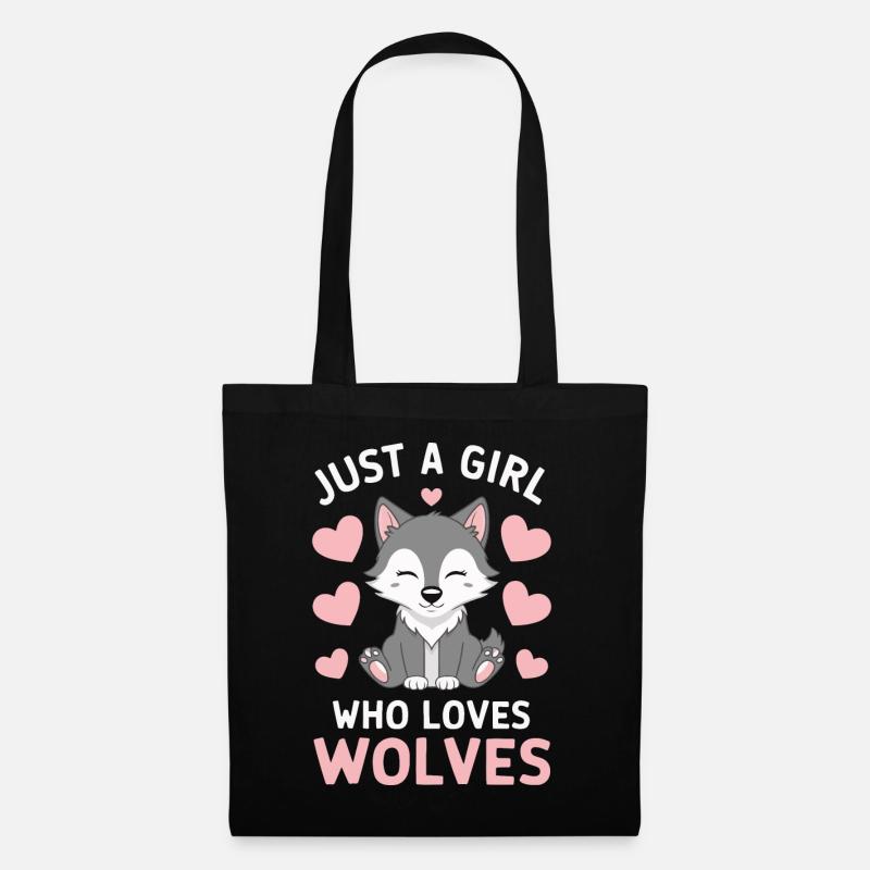 Wolf Wölfe Tier Jaulen - Stoffbeutel - Schwarz