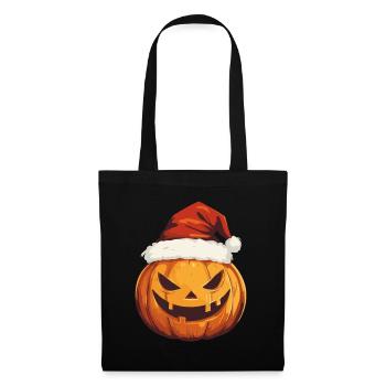 Halloween Gift Pumpkin with Santa Hat Decoration - Tote Bag - black - Front