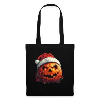 Halloween Gift Pumpkin with Santa Hat Decoration - Tote Bag - black - Front