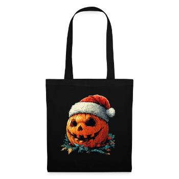 Halloween Gift Pumpkin with Santa Hat Decoration - Tote Bag - black - Front
