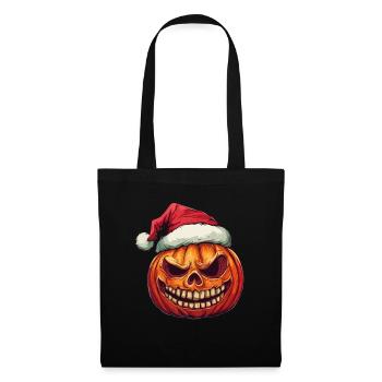 Halloween Gift Pumpkin with Santa Hat Decoration - Tote Bag - black - Front