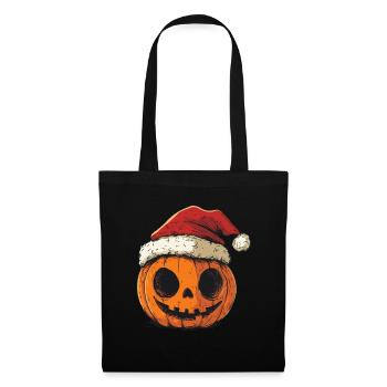 Halloween Gift Pumpkin with Santa Hat Decoration - Tote Bag - black - Front