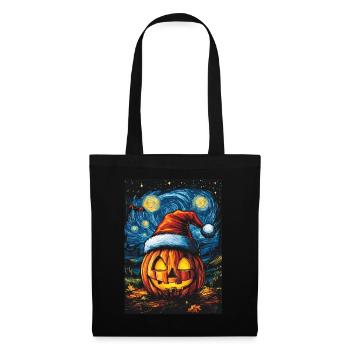Halloween Gift Pumpkin with Santa Hat Decoration - Tote Bag - black - Front