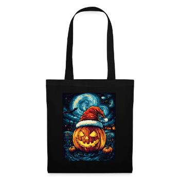 Halloween Gift Pumpkin with Santa Hat Decoration - Tote Bag - black - Front