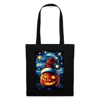 Halloween Gift Pumpkin with Santa Hat Decoration - Tote Bag - black - Front