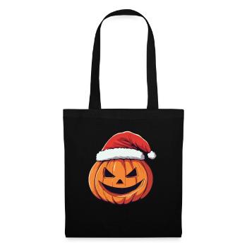 Halloween Gift Pumpkin with Santa Hat Decoration - Tote Bag - black - Front