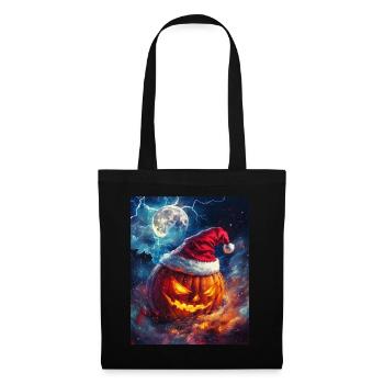 Halloween Gift Pumpkin with Santa Hat Decoration - Tote Bag - black - Front
