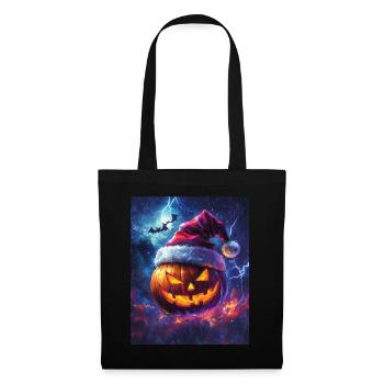 Halloween Gift Pumpkin with Santa Hat Decoration - Tote Bag - black - Front