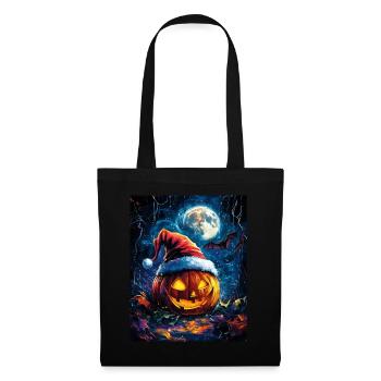 Halloween Gift Pumpkin with Santa Hat Decoration - Tote Bag - black - Front