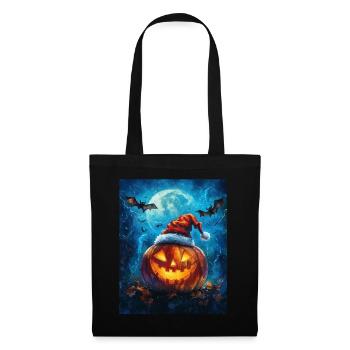 Halloween Gift Pumpkin with Santa Hat Decoration - Tote Bag - black - Front
