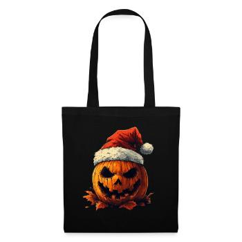 Halloween Gift Pumpkin with Santa Hat Decoration - Tote Bag - black - Front